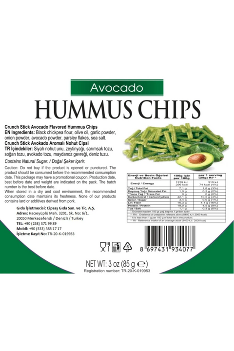 Cipsas Crunch Wavy Avocado Flavored Hummus Chips 85 g