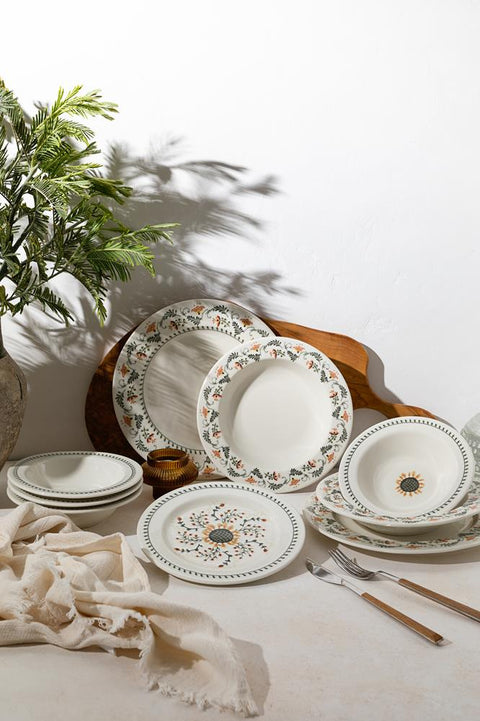 Porser Sunflower Bonsai Dinner Set 24 Pieces