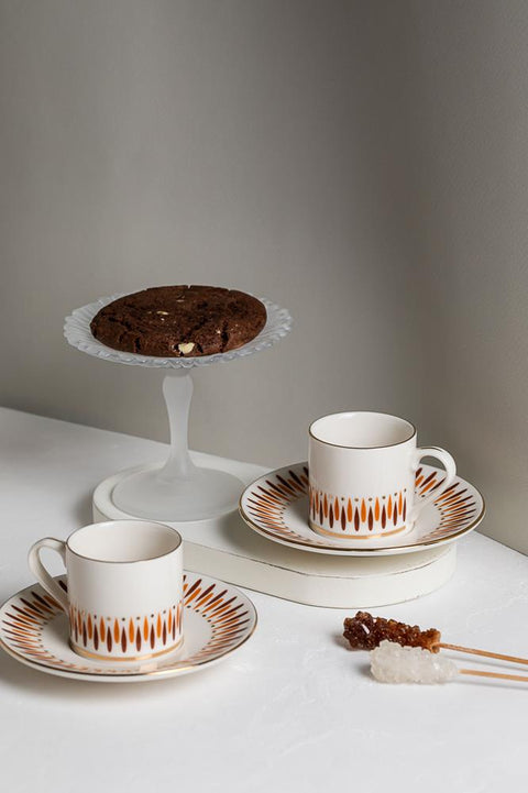 Porser Palm Brown Pure Coffee Set 4 Pieces