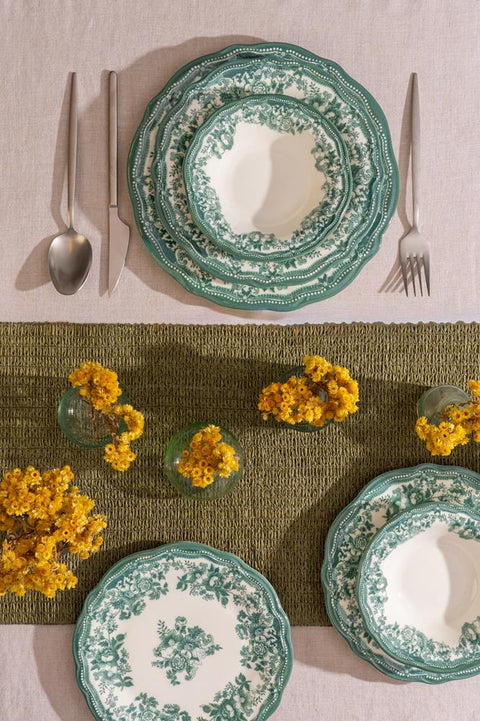 Porser Velour Green Fulya Dinner Set 24 Pieces