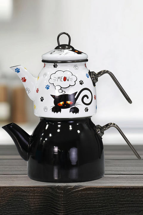 PR Home Cat Rose Model Enamel Teapot