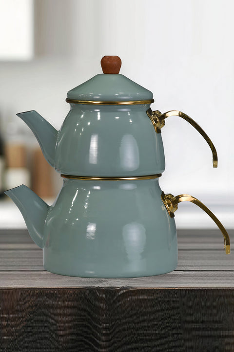 PR Home Soft Green Gold Model Enamel Teapot