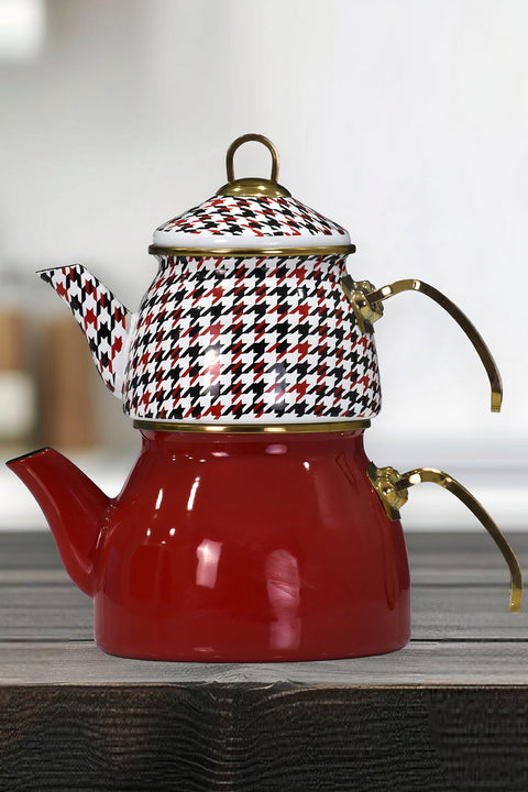 PR Home Forte Red Gold Model Enamel Teapot