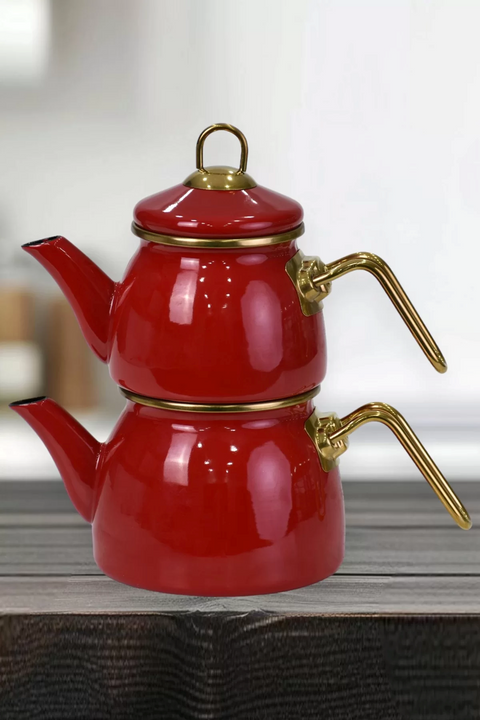 PR Home Red Mini Model Enamel Teapot