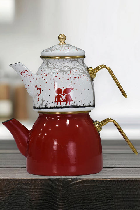 PR Home Love Rose Model Enamel Teapot