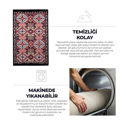 BiggHome Rug - 120*180 cm, Machine Washable, Durable, Modern Pattern for Living Room, SA25EU, 47.24 x 70.87 inches, 5.7 lbs