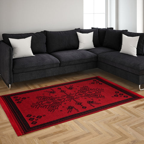 BiggHome Rug - 120*180 cm, Machine Washable, Durable, Ethnic-Inspired Pattern for Living Room, SA25CY, 47.24 x 70.87 inches, 5.7 lbs