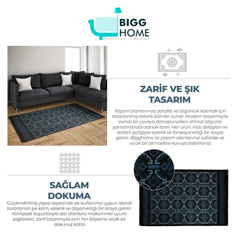 BiggHome Rug - 120*180 cm, Machine Washable, Durable, Ethnic-Inspired Pattern for Living Room, SA25AT, 47.24 x 70.87 inches, 5.7 lbs