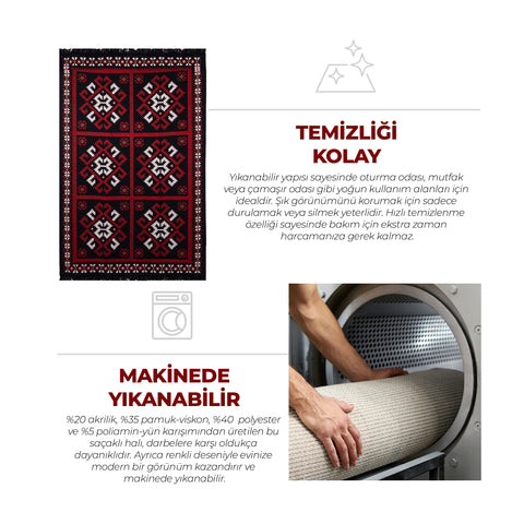 BiggHome Rug - 120*180 cm, Machine Washable, Durable, Ethnic-Inspired Pattern for Living Room, SA25MK , 47.24 x 70.87 inches, 5.7 lbs