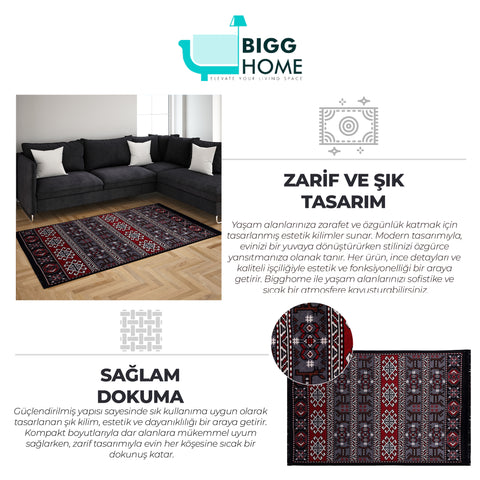 BiggHome Rug - 120*180 cm, Machine Washable, Durable, Ethnic-Inspired Pattern for Living Room, SA25HC , 47.24 x 70.87 inches, 5.7 lbs