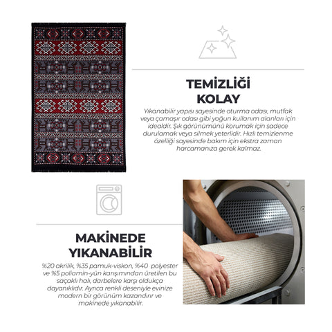 BiggHome Rug - 120*180 cm, Machine Washable, Durable, Ethnic-Inspired Pattern for Living Room, SA25HC , 47.24 x 70.87 inches, 5.7 lbs