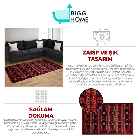 BiggHome Rug - 80x150 cm, Machine Washable, Durable, Ethnic-Inspired Pattern for Living Room, SA25BA, 31.5 x 59.06 inches, 3.21 lbs.