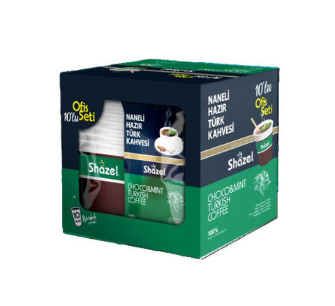 Shazel Choco And Mint Instant Turkish Coffee Office Set 12g