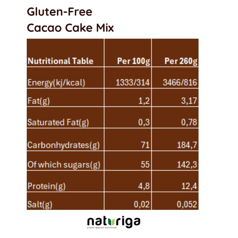 Naturiga Gluten Free Cacao Cake Mix (260 Gr)