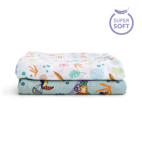 Milk&Moo Müslin Örtü 2'Li Set Jungle Friends