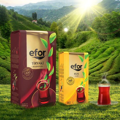 Efor Tiryaki 1000gr - Efor Rize Tea 500 gr Dokme Tea-Set