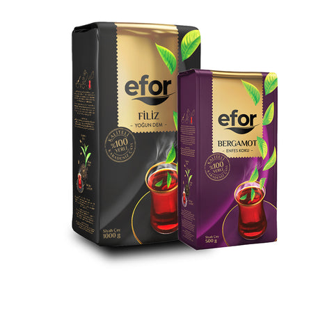 Efor Filiz Tea 1000 gr - Efor Bergamot Aromali Tea 500 gr Dokme Tea-Set
