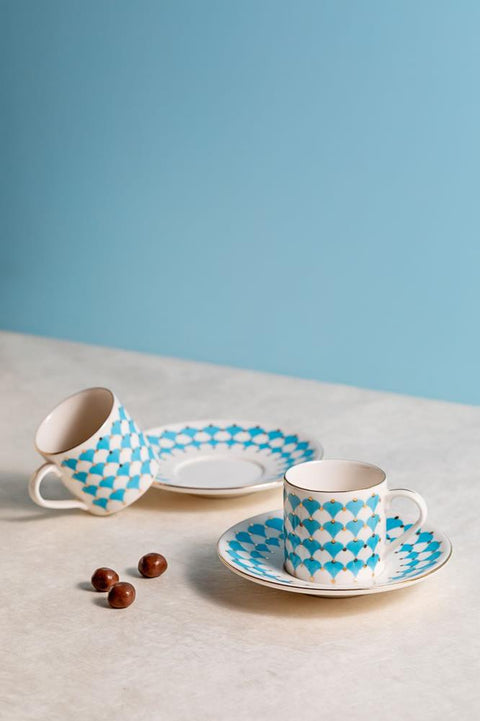 Porser Peyda Light Blue Pure Coffee Set 4 Pieces