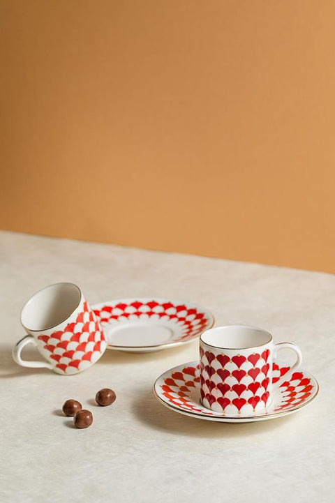 Porser Peyda Red Pure Coffee Set 4 Pieces