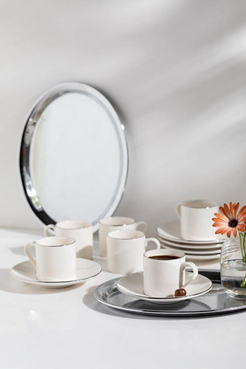 Porser Lumina Silver Pure Coffee Set 12 Pieces