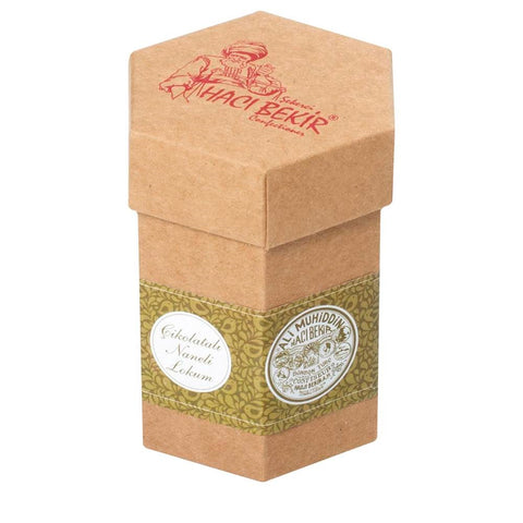 Haci Bekir Bitter Chocolate Coated Mint Flavored Turkish Delight with Kraft Box