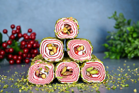 Tadim Dunyasi Rolled Turkish Delight with Sliced Pistachio and Pomegranate - 1000g