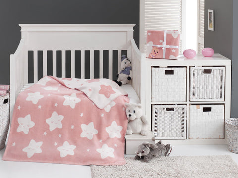 Dolce Bonita Home Cotton Baby Blanket Star, Pink