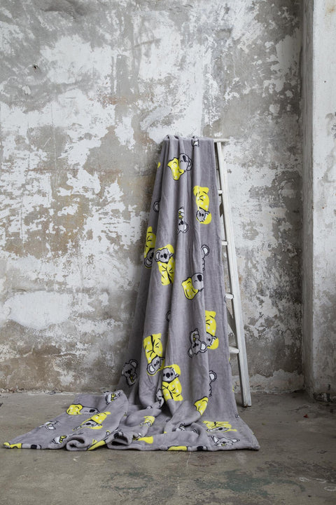 Dolce Bonita Home Wellsoft TV Blanket Koala Bear Yellow