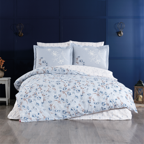 Hobby Jardin Navy Blue - Poplin Single Duvet Cover Set