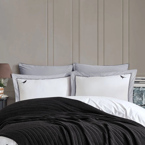 Hobby Double Fancy Blanket Set - Antracit