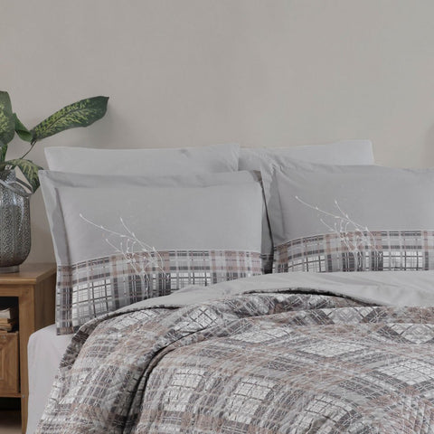 Hobby Lucia Gray - Single Poplin Quilted Duvet Cover Set