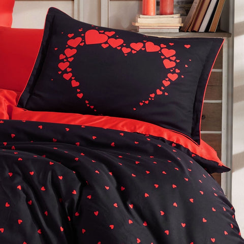 Hobby Amore Black - Double Satin Duvet Cover Set