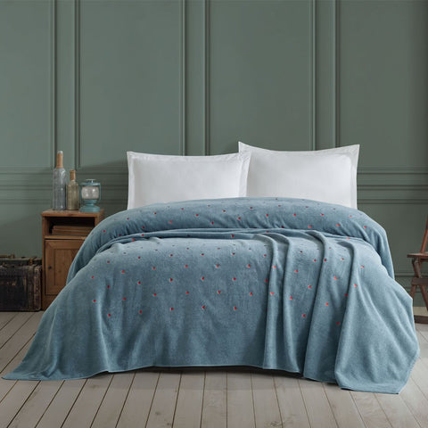 Hobby Lubow Single Embroidery Bedspread Love - Green Almond