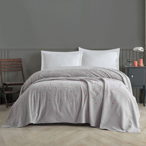 Hobby Lubow Single Embroidery Bedspread Love - Light Grey
