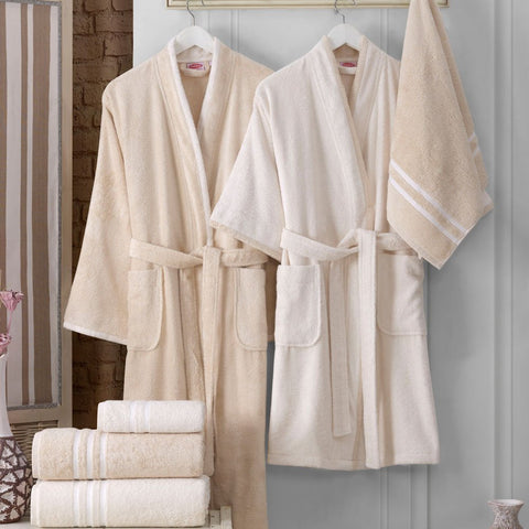 Hobby Sude Bamboo Bathrobe Set - Cream Beige