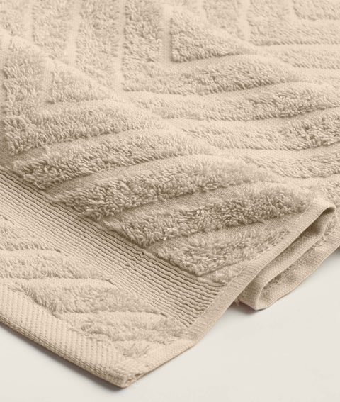 Koza Home Likya 100% Cotton Jacquard Border Herringbone 4-Piece Face Dowry Towel Set 1023A Standard