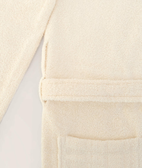 Koza Home Likya 100% Cotton Cream Dowry Bathrobe Set of 2 1 Bathrobe 1 Towel 1053A SM