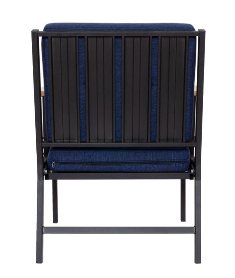 Koza Home Mist Navy Blue Single Garden Chair Black Skeleton 6004 Single