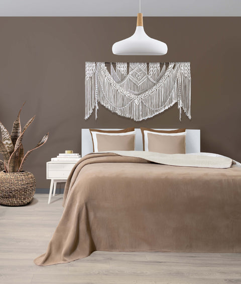 Koza Home Twin Soft Cotton Double Blanket Coffee Cream 200 x 220 5010A Double