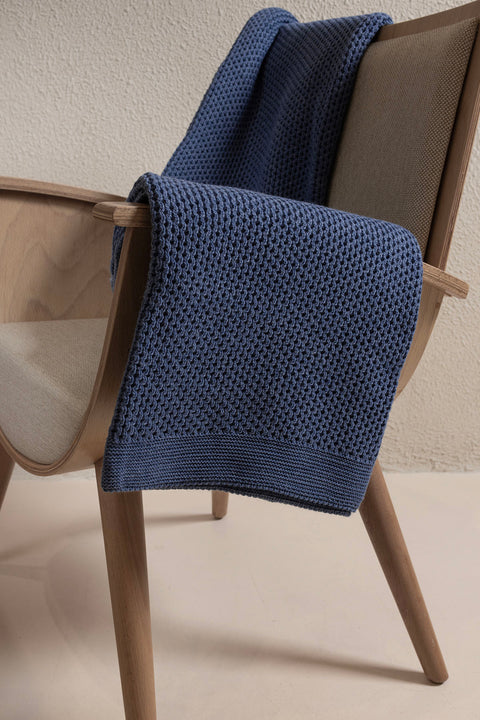 Koza Home Miel Indigo Edge Pompom Double Blanket 200x220 37115 Double
