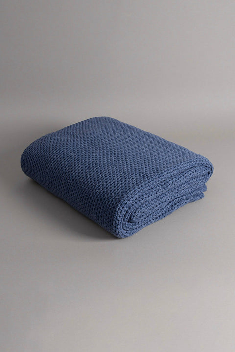 Koza Home Miel Indigo Edge Pom Pom Single Blanket 160x220 37116 Single