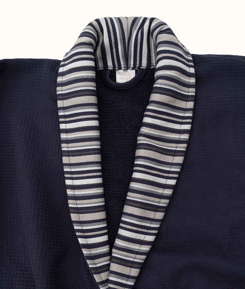 Koza Home Limira Set of 2 Navy Blue Cotton 1 Bathrobe SM 1 Dowry Towel 50x90 2231 SM