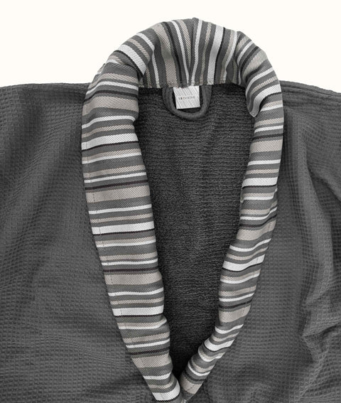 Koza Home Limira 2 Piece Set Anthracite Cotton 1 Bathrobe L-XL 1 Dowry Towel 50x90 2234 L-XL