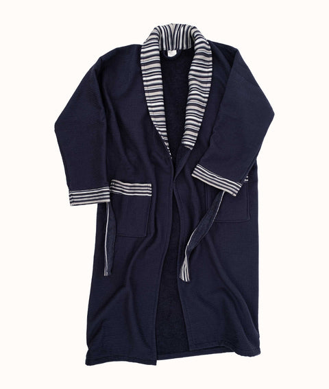 Koza Home Limira Set of 2 Navy Blue Cotton 1 Bathrobe L-XL 1 Dowry Towel 50x90 2236 L-XL