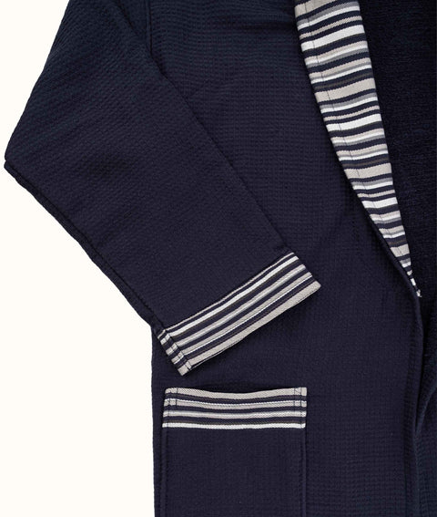 Koza Home Limira Set of 2 Navy Blue Cotton 1 Bathrobe L-XL 1 Dowry Towel 50x90 2236 L-XL