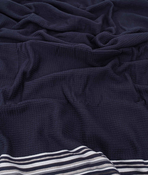 Koza Home Limira Set of 2 Navy Blue Cotton 1 Bathrobe L-XL 1 Dowry Towel 50x90 2236 L-XL