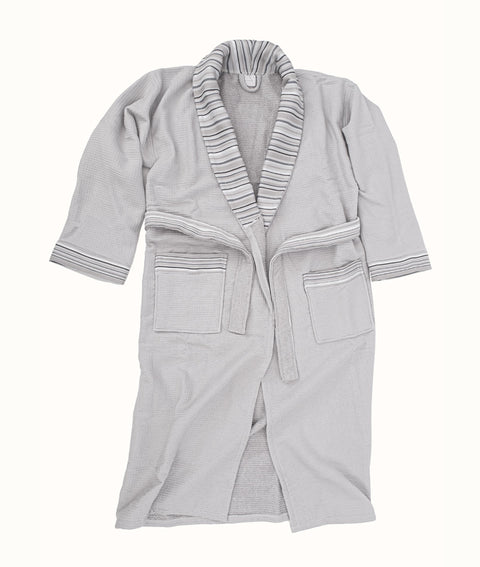 Koza Home Limira 2 Piece Set Gray Cotton 1 Bathrobe L-XL 1 Dowry Towel 50x90 2237 L-XL