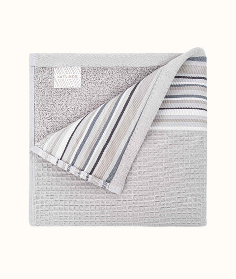 Koza Home Limira Set of 4 Gray Cotton 2 Bathrobes (1 SM)-(1 L-XL) 2 Dowry Towels 50x90 2242 SML-XL