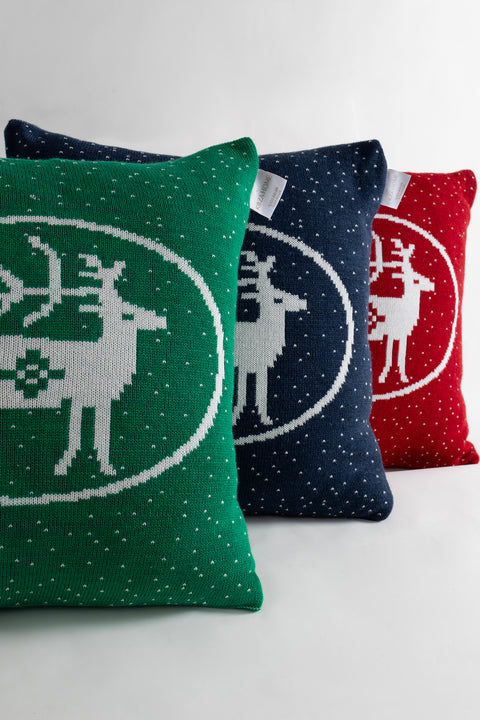 Koza Home Destino Green New Year Christmas Deer Patterned Square Cushion Cover 45x45 2025 45 x 45
