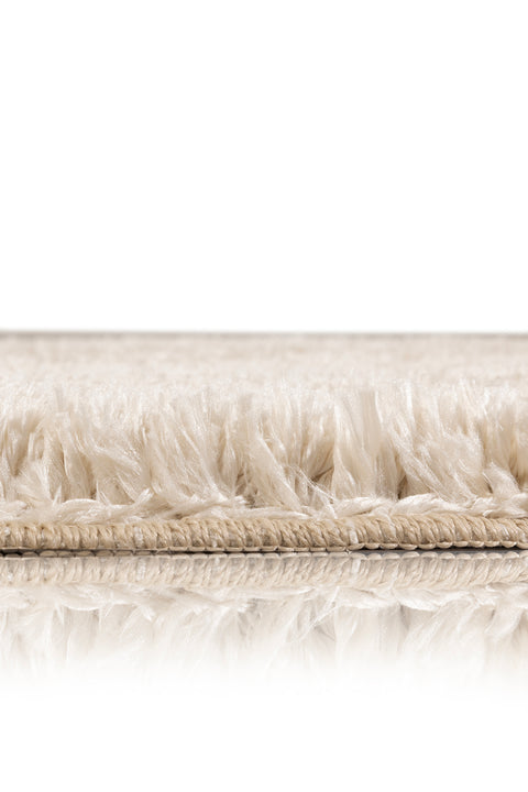 Koza Home Douro Shaggy Bath Mat Beige Non-Slip Base Circle 80 x 80 cm 80 x 80